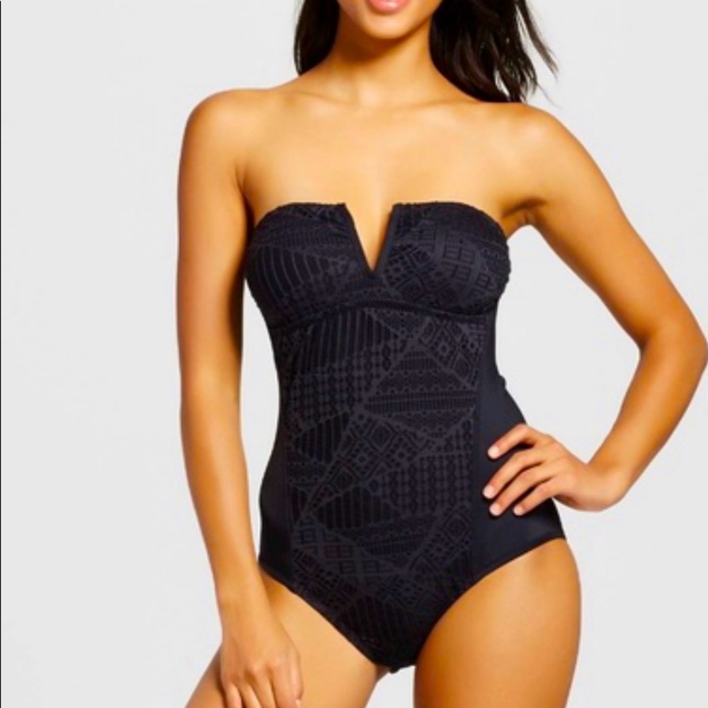 Black lace one piece swimsuit